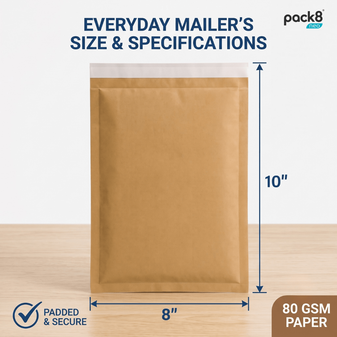 Neo Bubble Mailer Bags | Protective Shipping Packaging – Packing Materials on Brown Living™. SKU: B-mailer8x10-50N. Img 4.