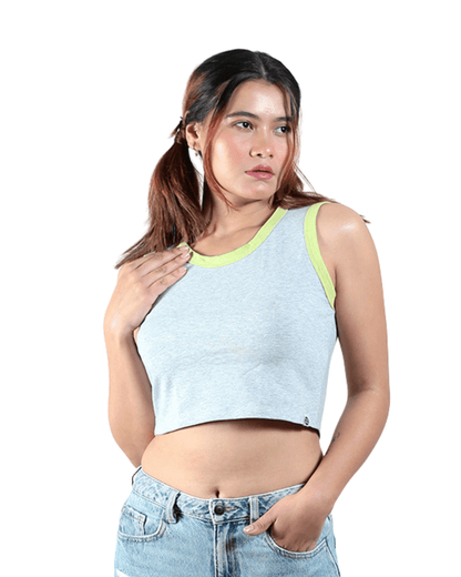 Neon - Gen Basic Cotton Crop Top – Womens Top on Brown Living™. SKU: 007CROPNEON-GREYXS. Img 11.