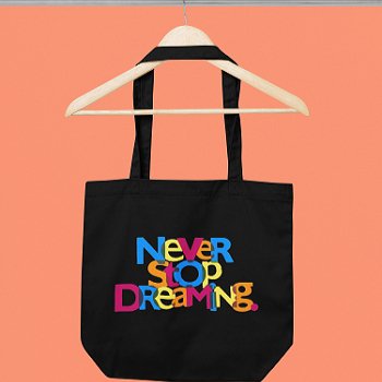 Never Stop Black - 100% Cotton Canvas Eco - Friendly Tote Bag with Zip | Verified Sustainable by Brown Living™