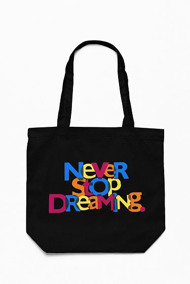 Never Stop Black - 100% Cotton Canvas Eco - Friendly Tote Bag with Zip | Verified Sustainable by Brown Living™