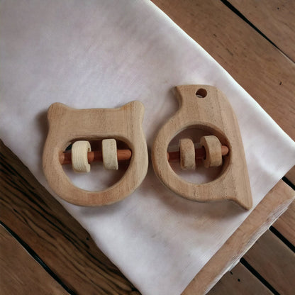 Nice Sound Making Neem Wooden Rattles For Toddlers – Baby Rattles on Brown Living™. SKU: R_HPHD-SPR. Img 1.