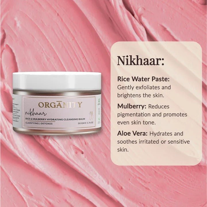 Nikhaar - Rice & Mulberry Hydrating Cleansing Balm – Face Cleanser on Brown Living™. SKU: ORG - NIKH - CB50. Img 2.