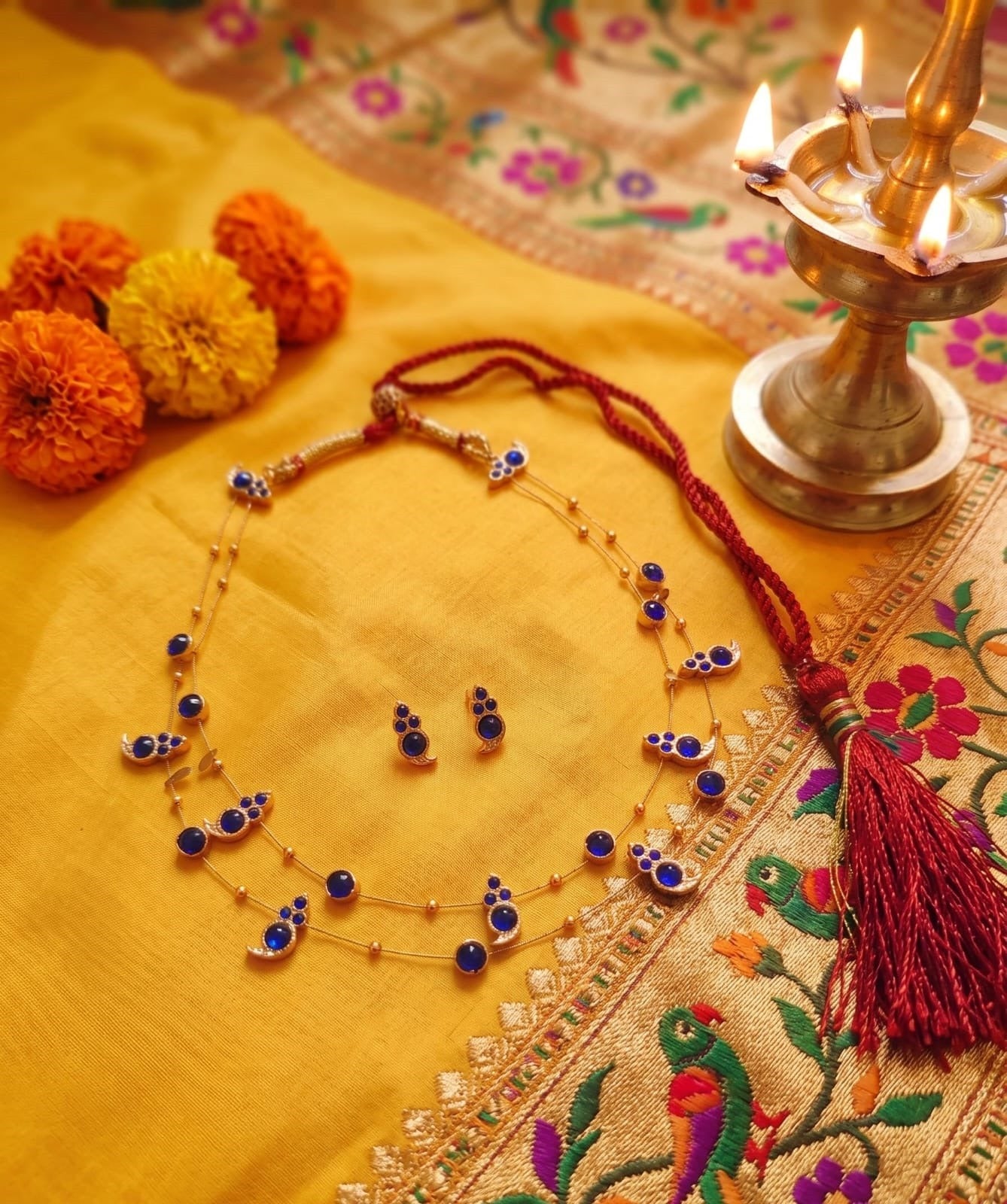 Nilaya Layers Necklace | Handcrafted Layered Statement Necklace – Jewellery on Brown Living™. SKU: SAR1008. Img 4.