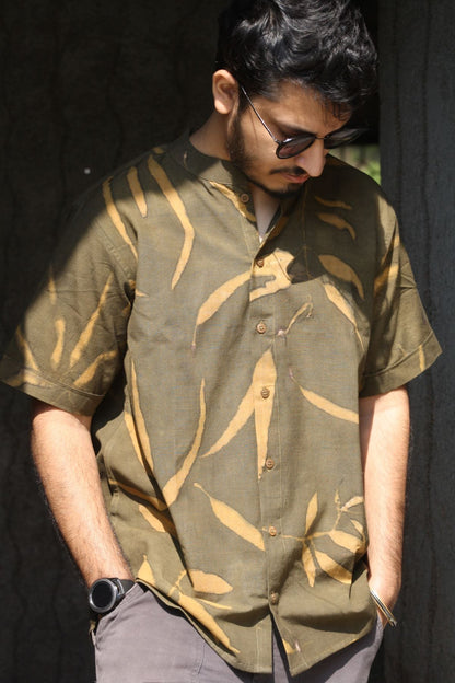 Nilgiri Khadi Cotton Shirt | Handwoven Classic Men’s Casual Wear – Mens Shirt on Brown Living™. SKU: NS01. Img 1.