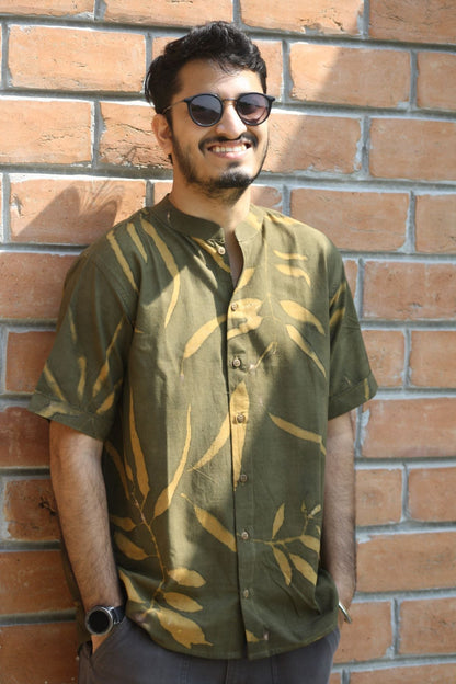 Nilgiri Khadi Cotton Shirt | Handwoven Classic Men’s Casual Wear – Mens Shirt on Brown Living™. SKU: NS02. Img 2.