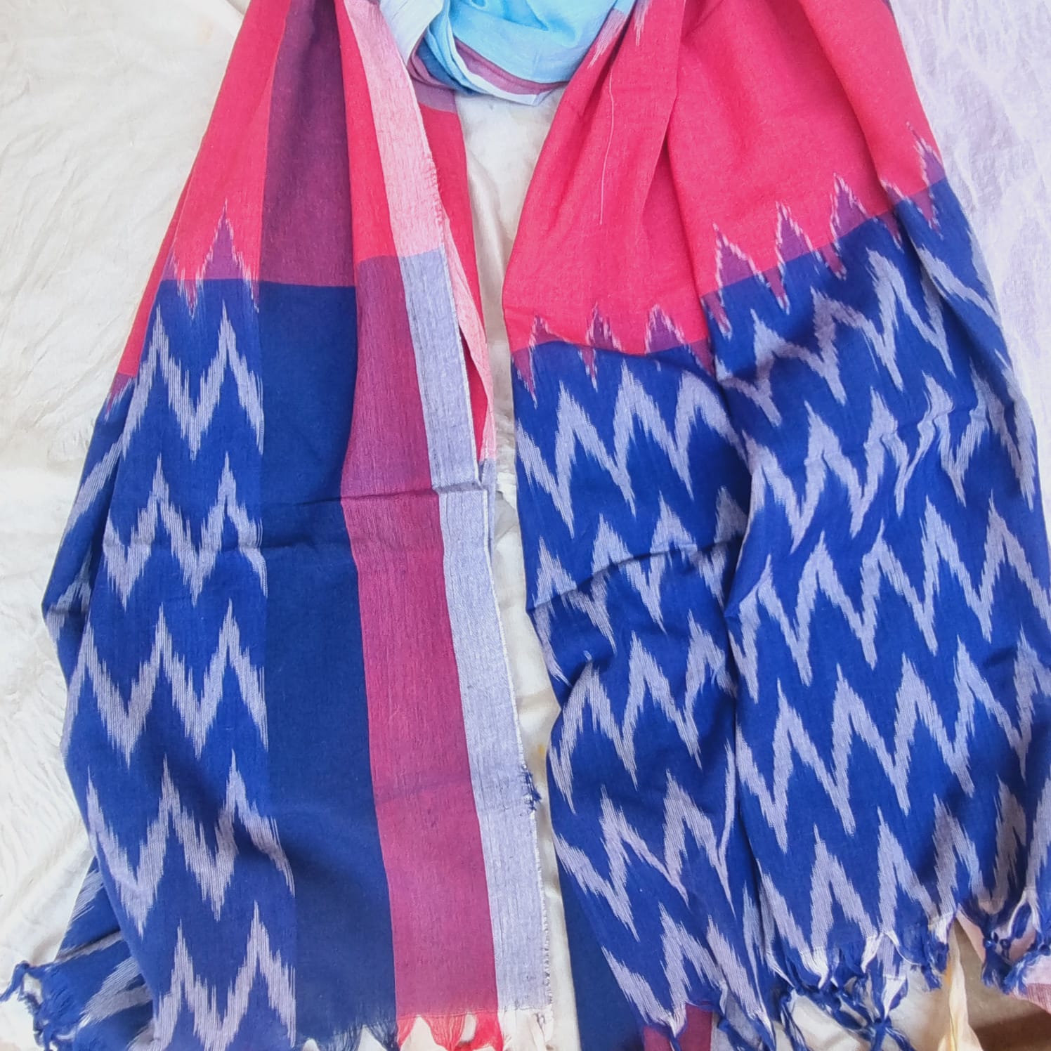 Nilkantha Ikat Pochampally Handloom Cotton Dupatta | Verified Sustainable by Brown Living™