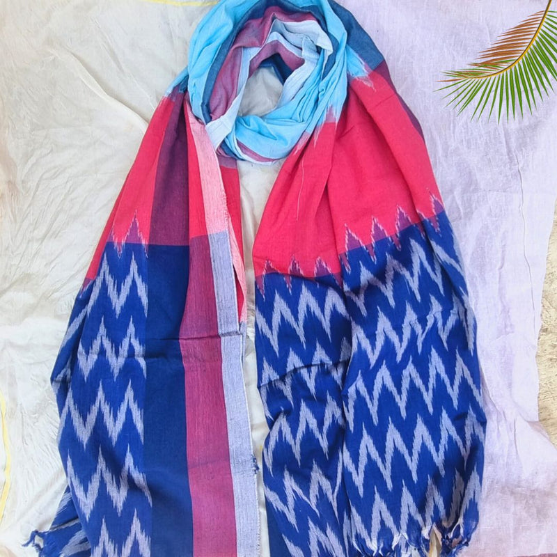 Nilkantha Ikat Pochampally Handloom Cotton Dupatta | Verified Sustainable Womens Dupatta on Brown Living™