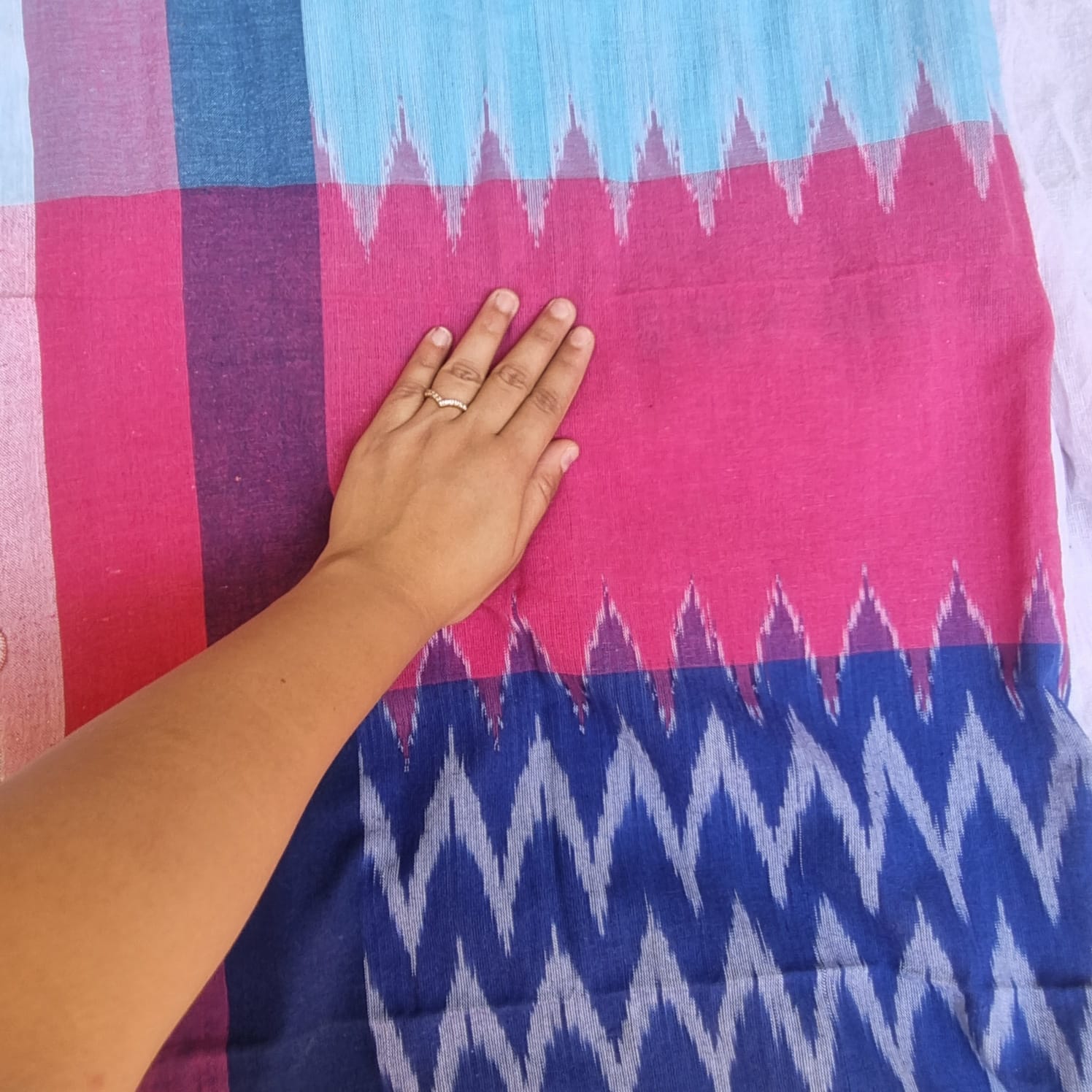 Nilkantha Ikat Pochampally Handloom Cotton Dupatta | Verified Sustainable by Brown Living™