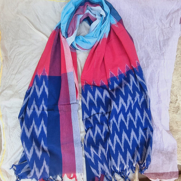 Nilkantha Ikat Pochampally Handloom Cotton Dupatta | Verified Sustainable Womens Dupatta on Brown Living™
