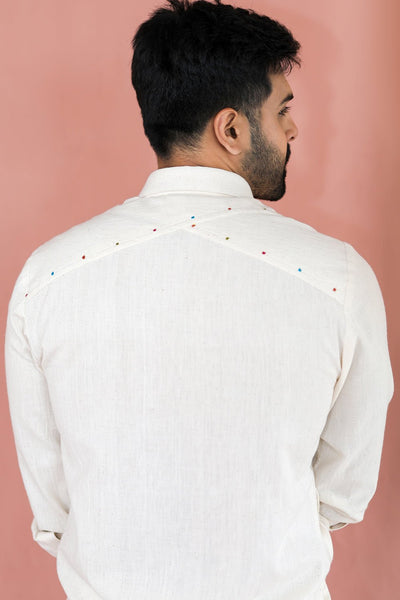 Niran Kora Khadi Shirt | Handwoven Cotton Khadi Shirt for Men – Men Shirt on Brown Living™. SKU: DL0144XSn. Img 3.