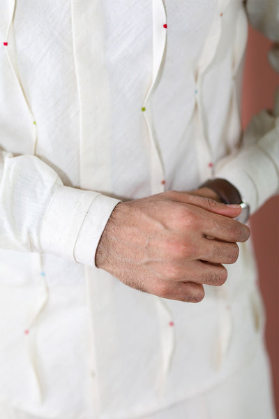 Niran Kora Khadi Shirt | Handwoven Cotton Khadi Shirt for Men – Men Shirt on Brown Living™. SKU: DL0144XSn. Img 4.