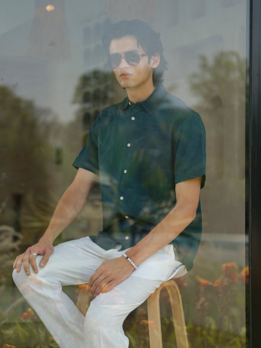 Nitya - Natural Dyed Half Sleeve Shirt – Mens Shirt by Vasudhaa Vastrram available on Brown Living™. S . SKU: VDYHS6S001M5009. Img 5.