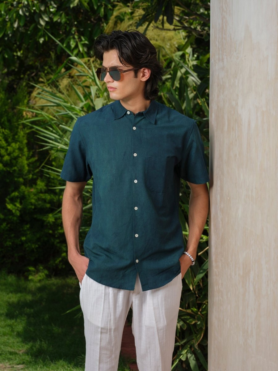 Nitya - Natural Dyed Half Sleeve Shirt – Mens Shirt by Vasudhaa Vastrram available on Brown Living™. S . SKU: VDYHS6S001M5009. Img 3.