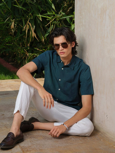 Nitya - Natural Dyed Half Sleeve Shirt – Mens Shirt by Vasudhaa Vastrram available on Brown Living™. S . SKU: VDYHS6S001M5009. Img 4.