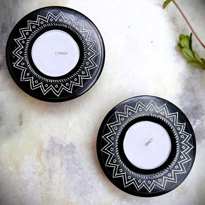 Nizamabad Black Pottery T - Light holder - Set of 2 – Candles & Fragrances on Brown Living™. SKU: SACHIINBPTH01S. Img 1.