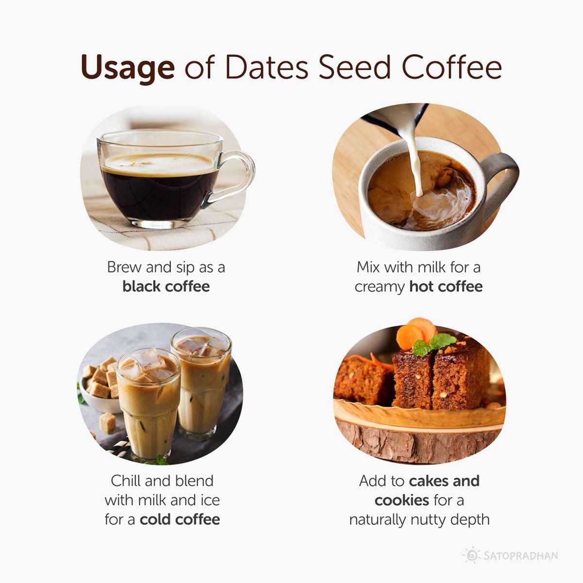 NoCoffee Date Seed Coffee Powder–Caffeine Free Coffee Alternative - 100g – Coffee on Brown Living™. SKU: 1TC_DSC - 1H. Img 5.