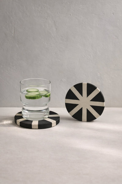 Noir Coasters Set Of 2 Minimal Work Desk Drink Coasters – Coasters on Brown Living™. SKU: KOI-CO-BB-016. Img 2.