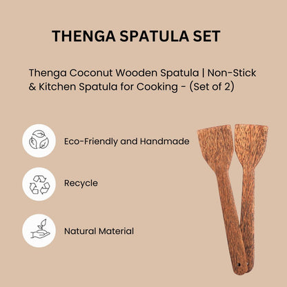 Non - Stick Coconut Wooden Spatula (Set of 2) | Verified Sustainable by Brown Living™