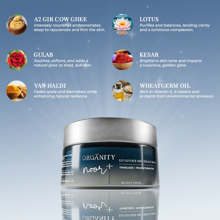 Noor+ Shatdhautghrit Luminous Balm – Face Cream on Brown Living™. SKU: ORG - NOOR - BALM - 50. Img 2.