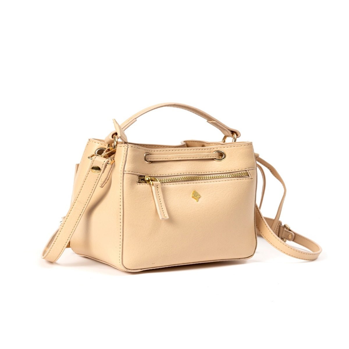 Nora Vegan Leather Embroidered Sling Bag - Almond – Sling Bag on Brown Living™. SKU: SBGH2025 - 3002. Img 2.