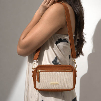 Nylah Sling Bag | Made From Recycled Plastic Yarn – Sling Bag on Brown Living™. SKU: NSling002. Img 1.