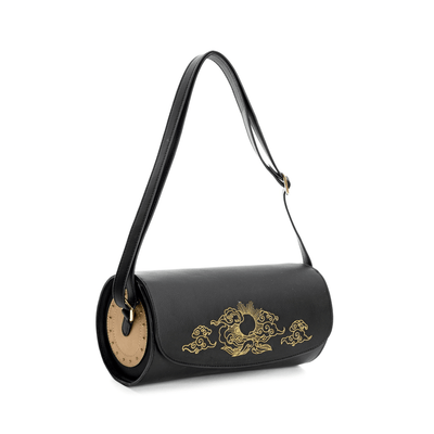 Nyx - Black Apple Leather Handbag | Vegan Leather Designer Handbag – Womens Handbag on Brown Living™. SKU: DGH - 4007. Img 3.