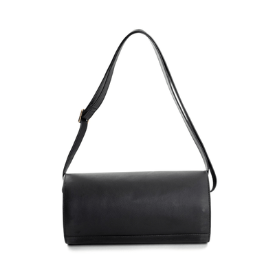 Nyx - Black Apple Leather Handbag | Vegan Leather Designer Handbag – Womens Handbag on Brown Living™. SKU: DGH - 4007. Img 4.