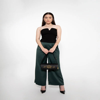 Nyx - Black Apple Leather Handbag | Vegan Leather Designer Handbag – Womens Handbag on Brown Living™. SKU: DGH - 4007. Img 6.