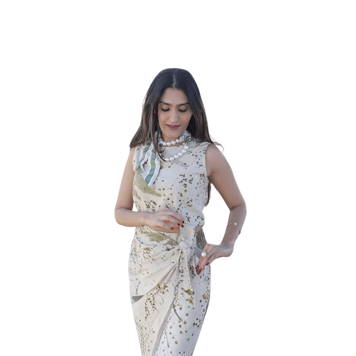 Oakleaf Aura Eco - Printed Co - Ord Set for Women | Handcrafted Organic Co – Womens Co - Ord Sets on Brown Living™. SKU: AAYU-001501. Img 1.
