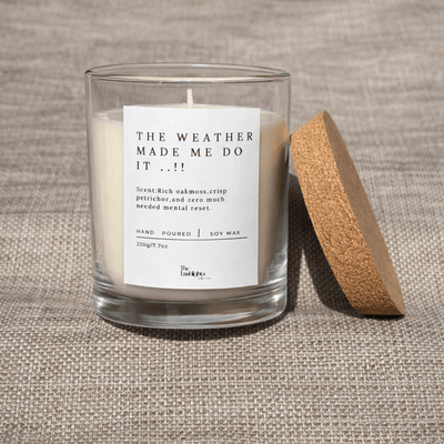 Oakmoss Petrichor Glass Jar Candle with Lid | Soy Wax Scented Candle – Candles & Fragrances on Brown Living™. SKU: LUSH_0047. Img 1.