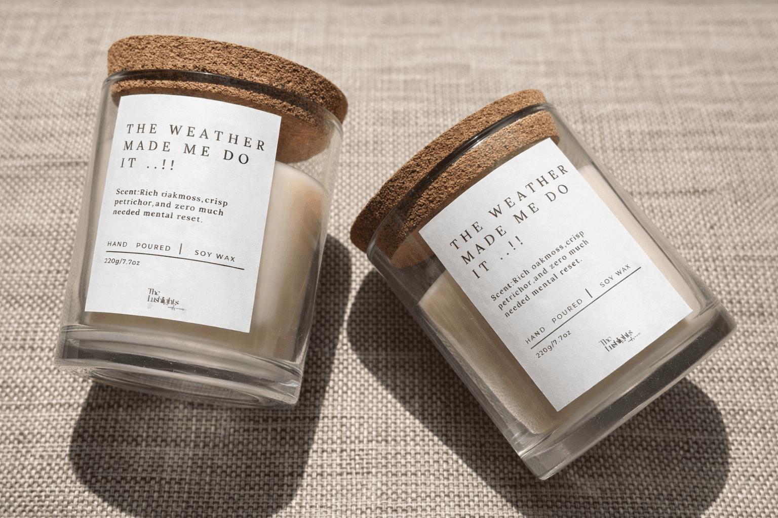 Oakmoss Petrichor Glass Jar Candle with Lid | Soy Wax Scented Candle – Candles & Fragrances on Brown Living™. SKU: LUSH_0047. Img 2.