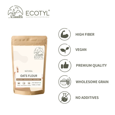 Oats Flour | Wholesome Flour | High Fibre | 500g – Healthy Snacks on Brown Living™. SKU: ECOTYL00051. Img 3.