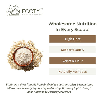Oats Flour | Wholesome Flour | High Fibre | 500g – Healthy Snacks on Brown Living™. SKU: ECOTYL00051. Img 2.