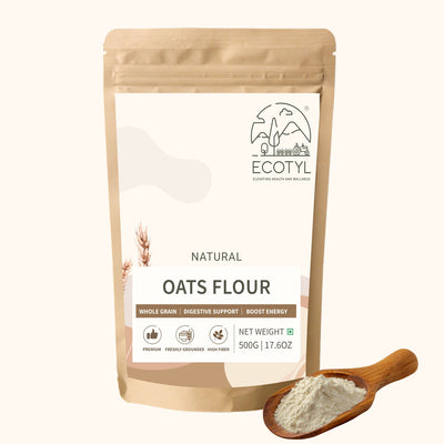 Oats Flour | Wholesome Flour | High Fibre | 500g – Healthy Snacks on Brown Living™. SKU: ECOTYL00051. Img 1.