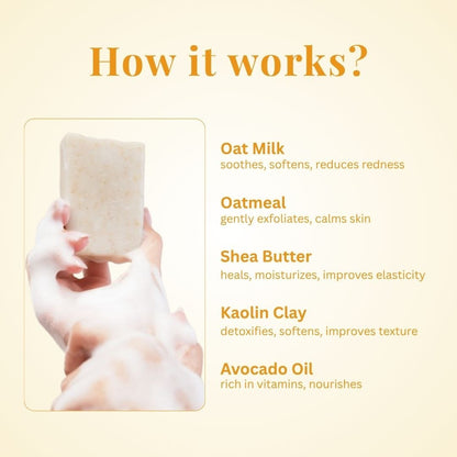 Oats & Kaolin Clay Soap Bar for Gentle Skin Care | 100g – Body Soap on Brown Living™. SKU: KI305. Img 5.