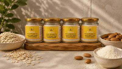 Oats Milk Almond Face & Body Scrub 90g | Natural Exfoliating Scrub – Face Scrub on Brown Living™. SKU: OTMLSC. Img 2.