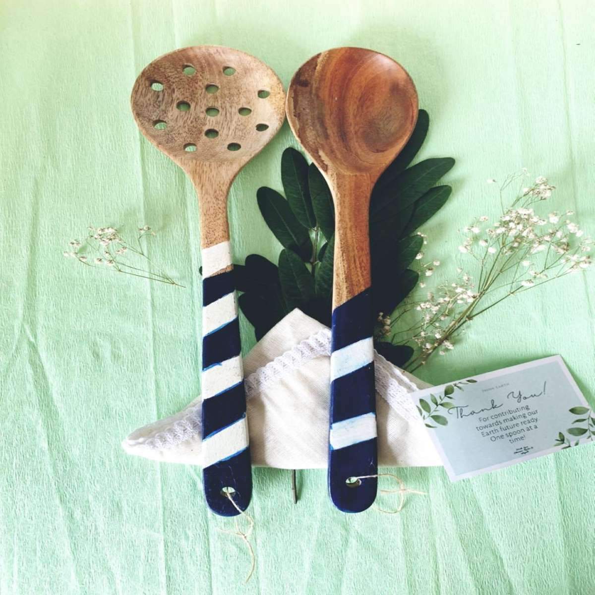 Ocean Blue Cooking Spoon | Set Of 2 | Verified Sustainable by Brown Living™