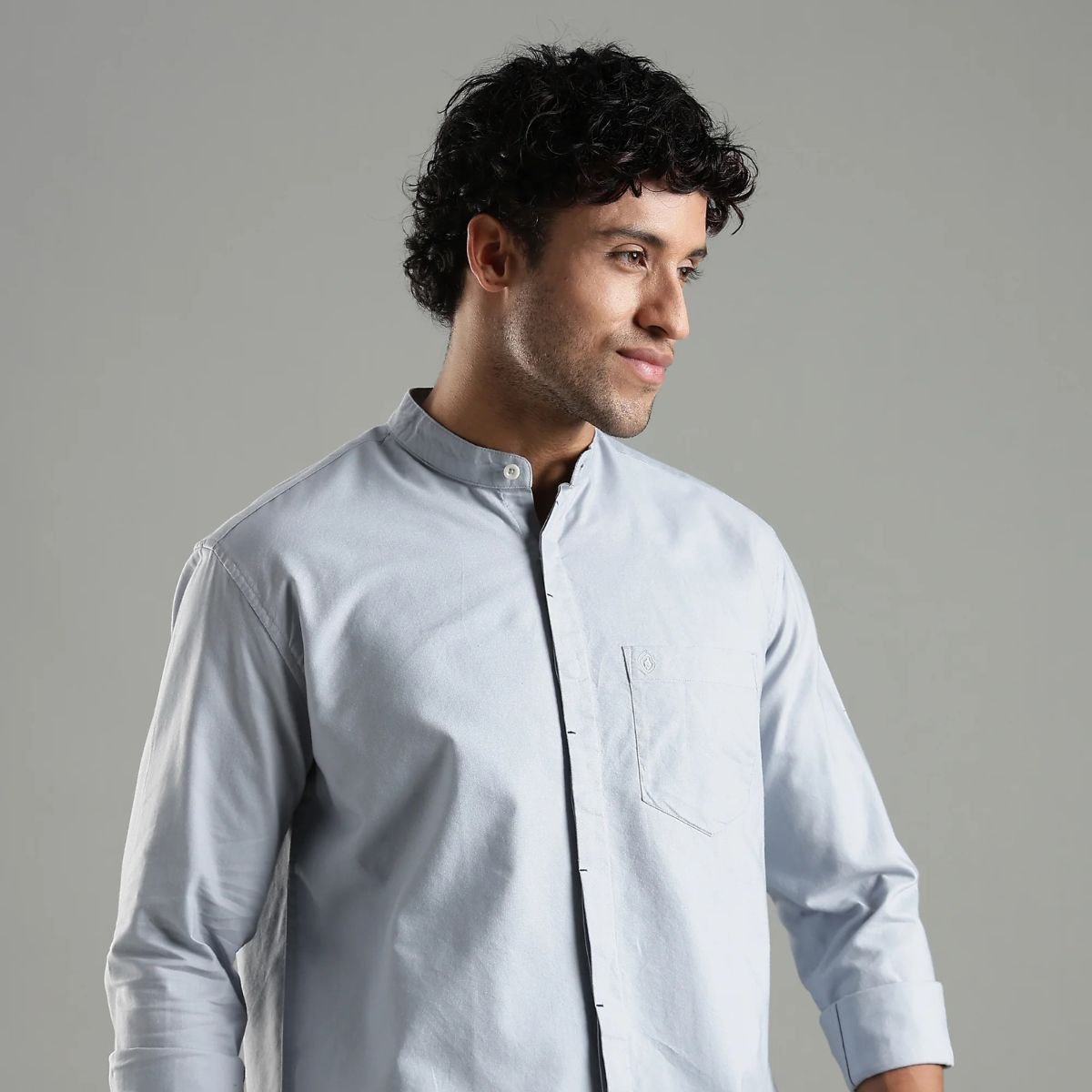Ocean Blue Cotton Tide Shirt – Simple & Stylish – Mens Shirt on Brown Living™. SKU: CC - SB - F - S. Img 4.