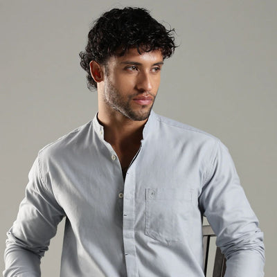 Ocean Blue Cotton Tide Shirt – Simple & Stylish – Mens Shirt on Brown Living™. SKU: CC - SB - F - S. Img 1.