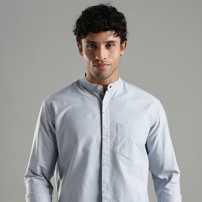 Ocean Blue Cotton Tide Shirt – Simple & Stylish – Mens Shirt on Brown Living™. SKU: CC - SB - F - S. Img 2.