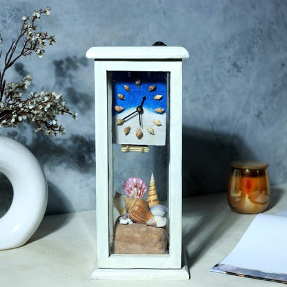 Ocean Whisper Table Clock | Handcrafted Coastal - Themed Desk Clock – Home Decor on Brown Living™. SKU: CL-OW. Img 1.