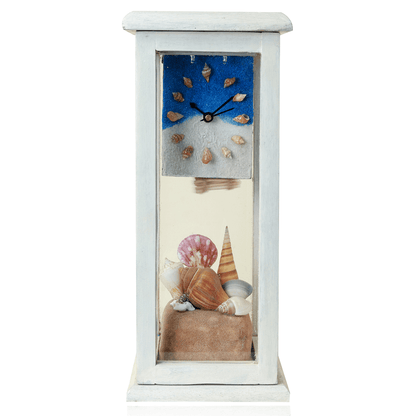 Ocean Whisper Table Clock | Handcrafted Coastal - Themed Desk Clock – Home Decor on Brown Living™. SKU: CL-OW. Img 2.