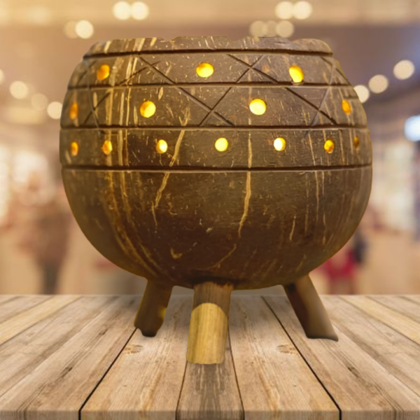 Coconut Shell Planter And Tea Light Candle Holder