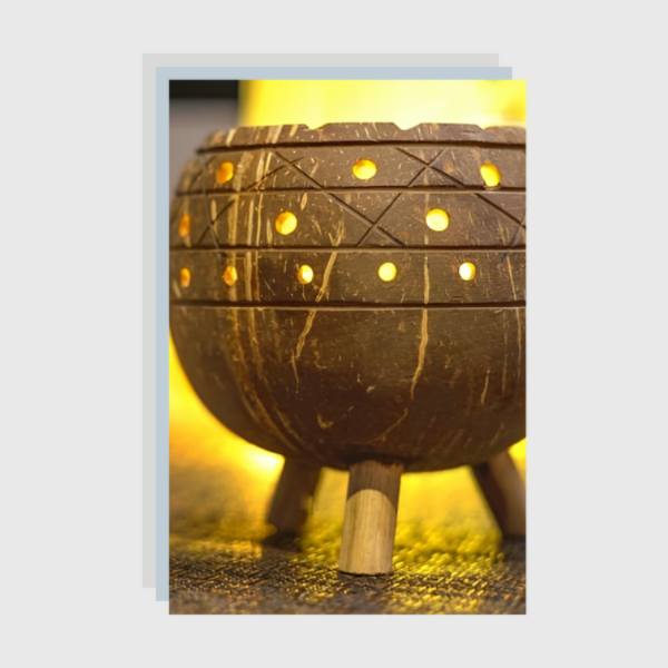 Coconut Shell Planter And Tea Light Candle Holder