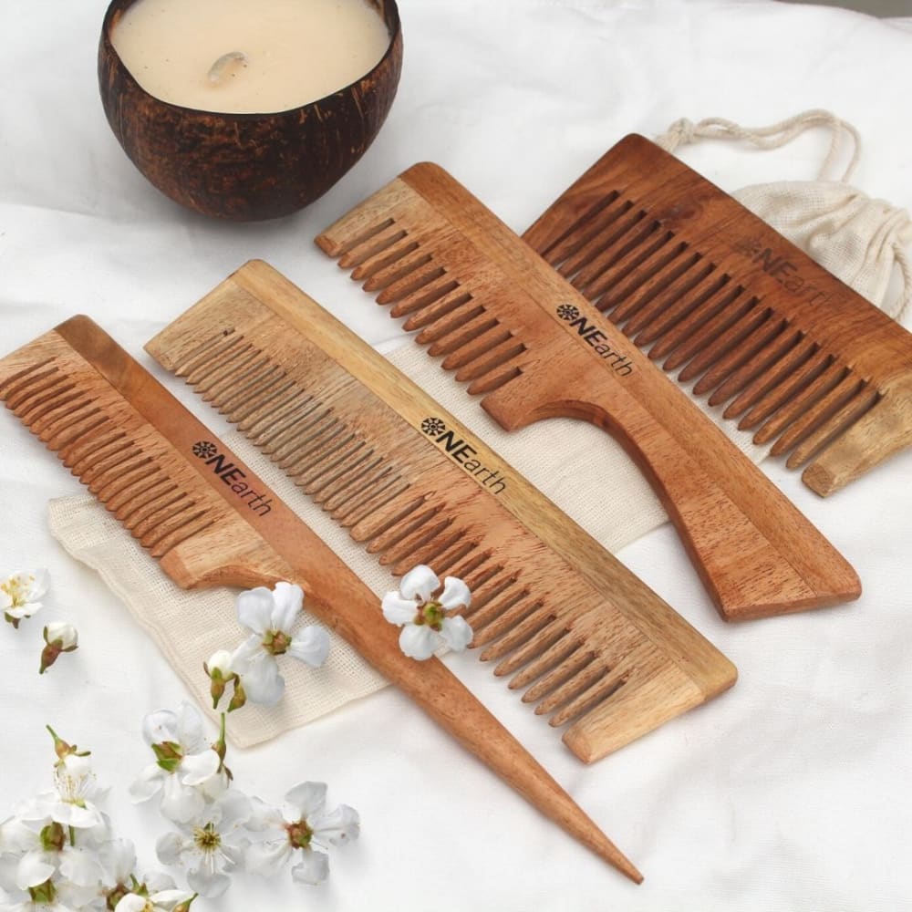 Organic Wooden (Neem Wood) Comb, Gift Set of 4