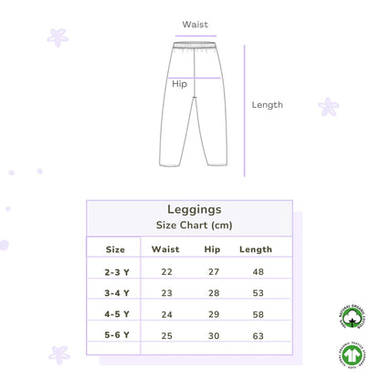 Organic Cotton Girl Leggings - Indian Flora White | Verified Sustainable by Brown Living™