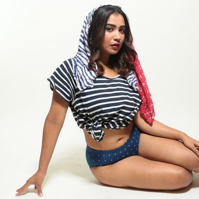 Old Anchor Biowashed Organic Cotton Bikini Underwear - Navy Blue – Womens Underwear on Brown Living™. SKU: 002/BA/BlueAnchor/AOP - XS. Img 3.