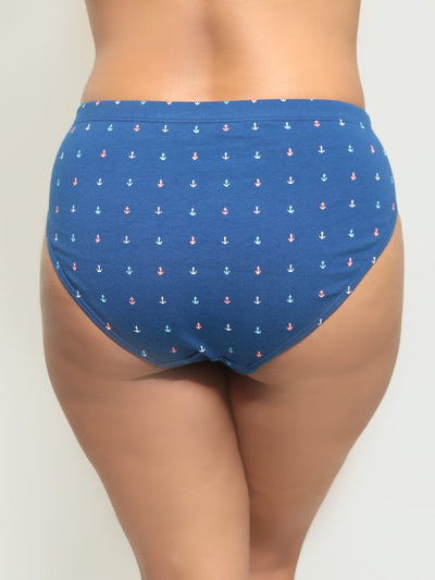 Old Anchor Biowashed Organic Cotton Bikini Underwear - Navy Blue – Womens Underwear on Brown Living™. SKU: 002/BA/BlueAnchor/AOP - XS. Img 8.