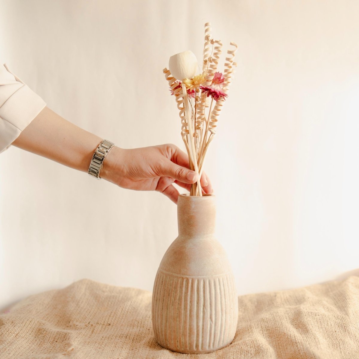 Old World Bloom - Vase Set with Dried Flowers – Home Decor by ArteCasa available on Brown Living™. . SKU: V - 350. Img 2.