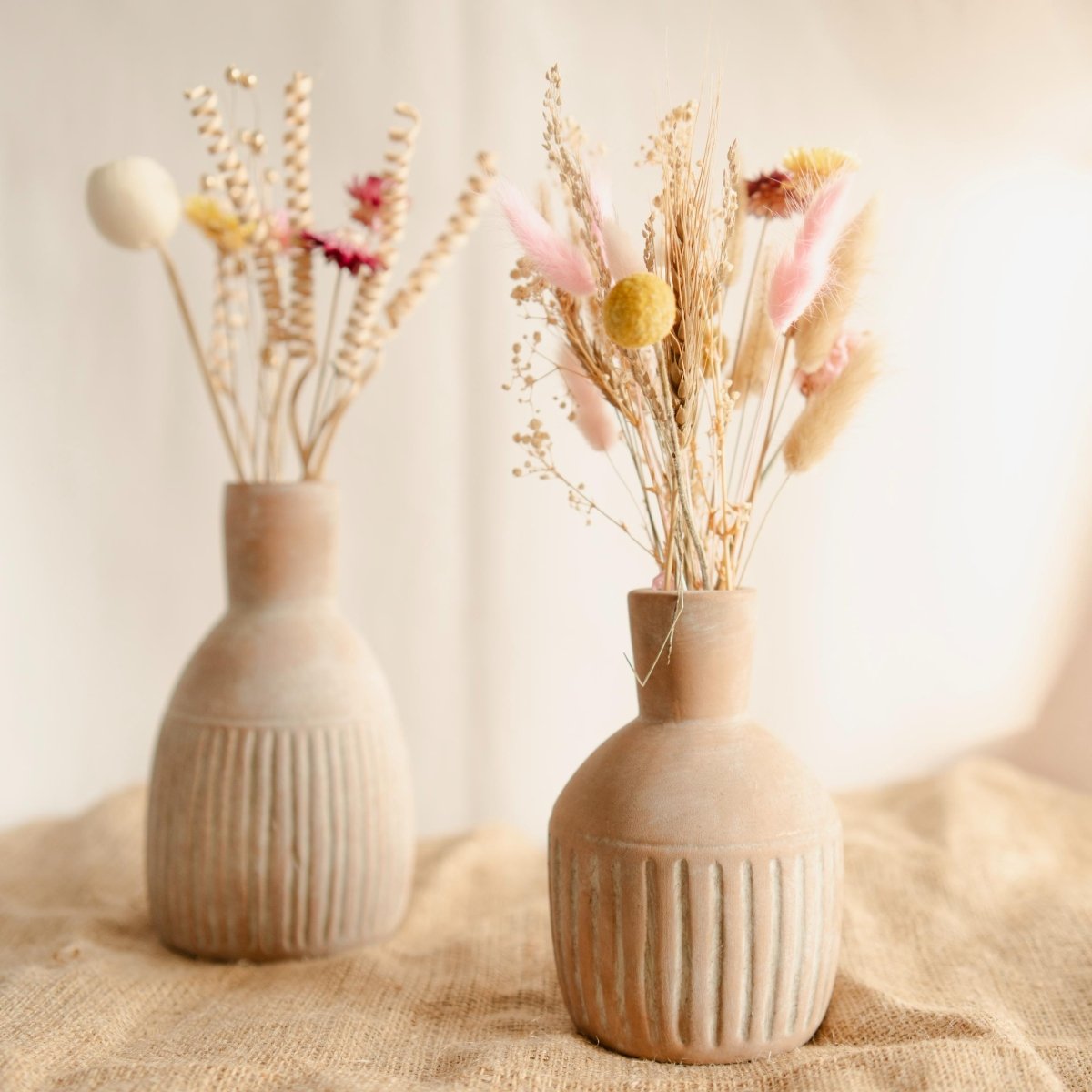 Old World Bloom - Vase Set with Dried Flowers – Home Decor by ArteCasa available on Brown Living™. . SKU: V - 350. Img 1.